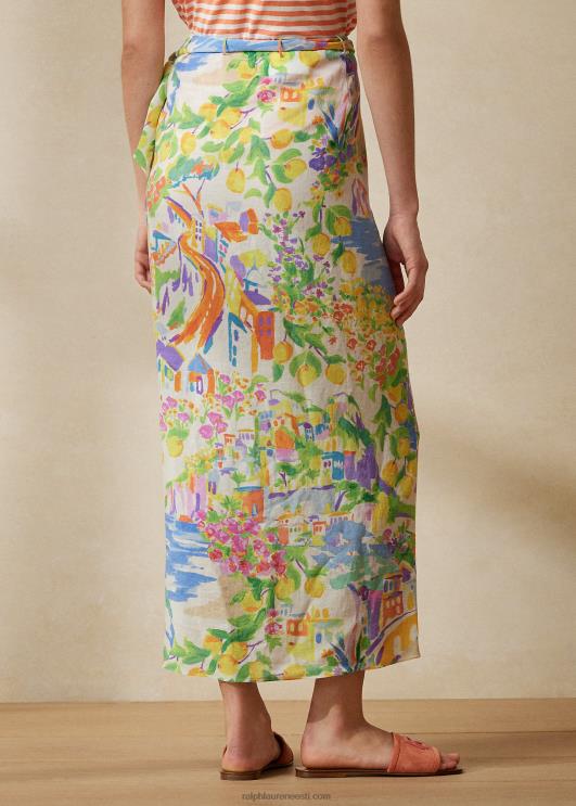 Ralph Lauren naised danyelle mustriga linane voile maksiseelik PR0V9317 kollane/sinine multi