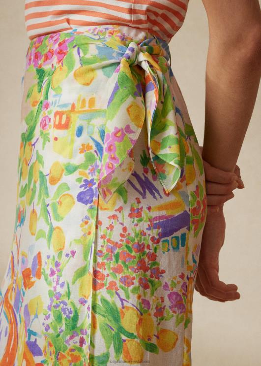 Ralph Lauren naised danyelle mustriga linane voile maksiseelik PR0V9317 kollane/sinine multi