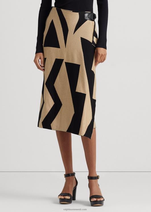 Ralph Lauren naised geoprindiga puuvillasegu pliiatsiseelik PR0V4154 must/pruun