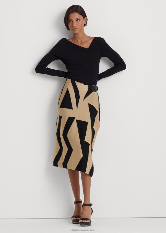 Ralph Lauren naised geoprindiga puuvillasegu pliiatsiseelik PR0V4467 must/pruun