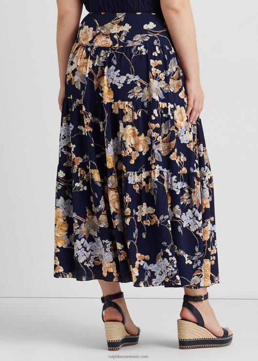 Ralph Lauren naised lilleline kortsus georgette astmeline seelik PR0V4676 mereväe multi