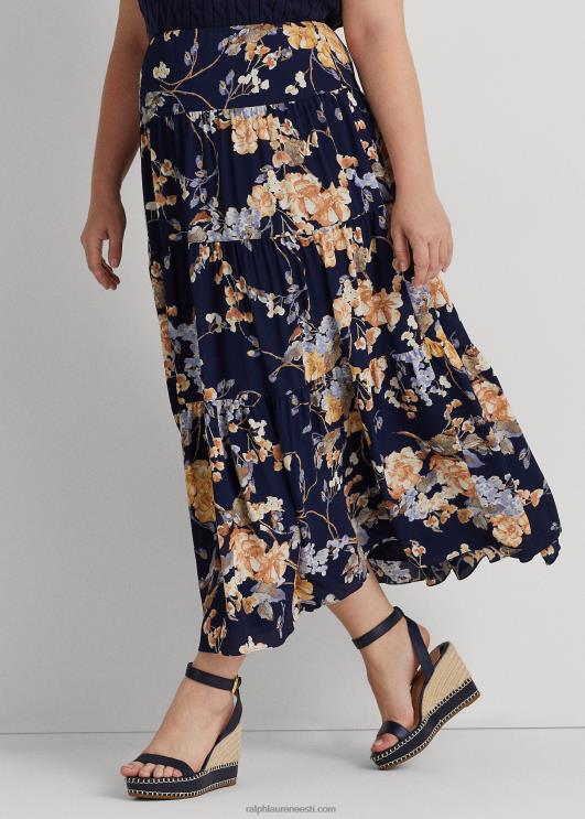 Ralph Lauren naised lilleline kortsus georgette astmeline seelik PR0V4676 mereväe multi