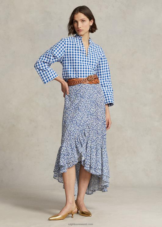 Ralph Lauren naised lilleline volangidega kreppseelik PR0V3087 sinine ditsy lilleline