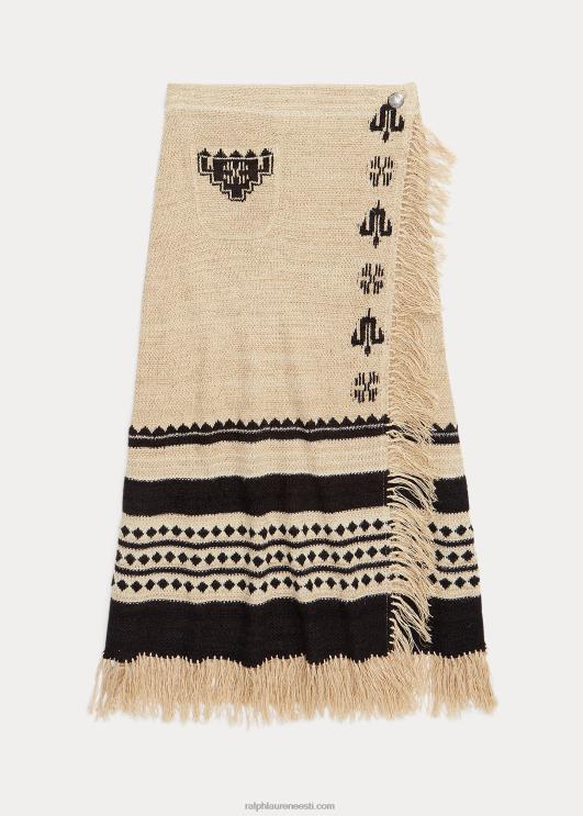 Ralph Lauren naised linasest siidist žakaarmähkimisseelik PR0V3617 kreemjas/must