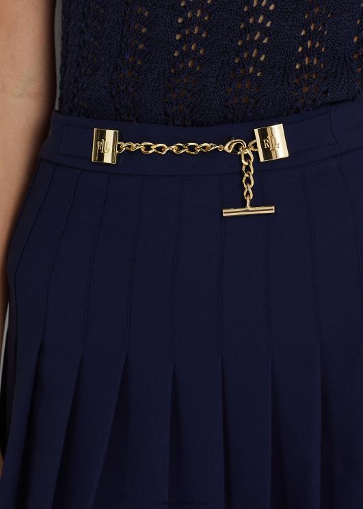 Ralph Lauren naised plisseeritud Georgette seelik PR0V4842 rafineeritud merevägi