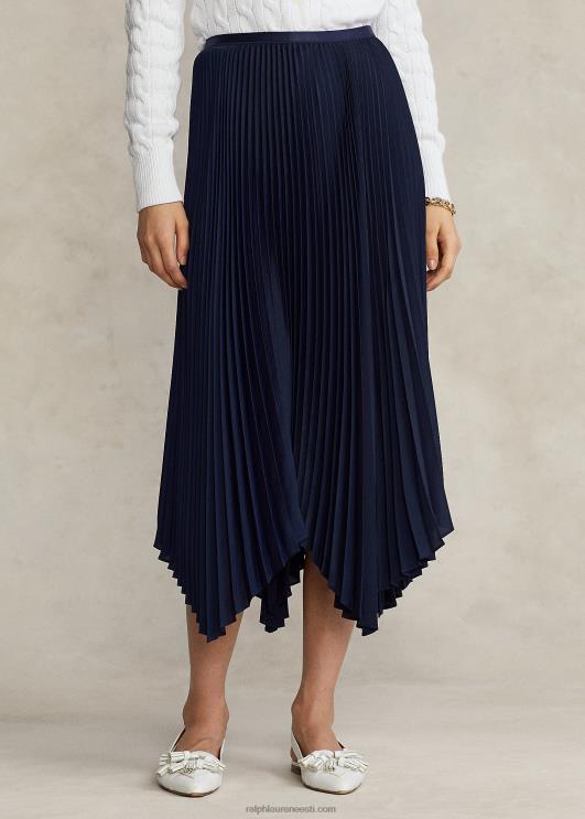 Ralph Lauren naised plisseeritud georgette taskuräti seelik PR0V3334 kruiisilaevastik