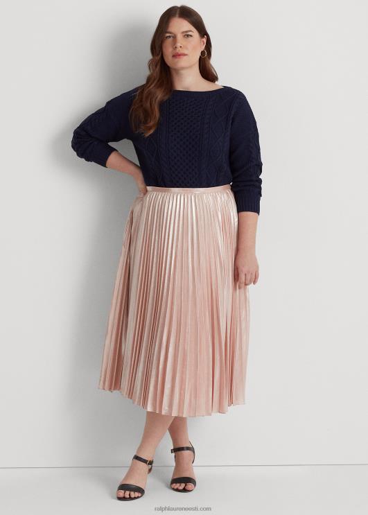 Ralph Lauren naised plisseeritud metallist šifoonist seelik PR0V4679 kahvaturoosa