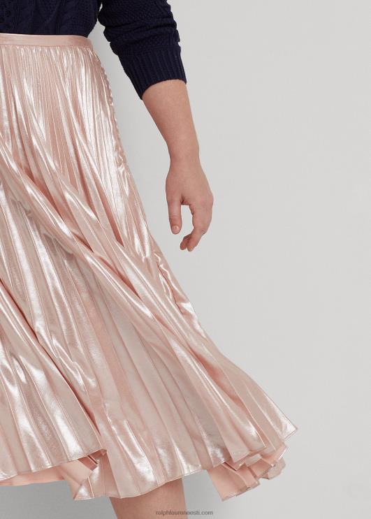 Ralph Lauren naised plisseeritud metallist šifoonist seelik PR0V4679 kahvaturoosa