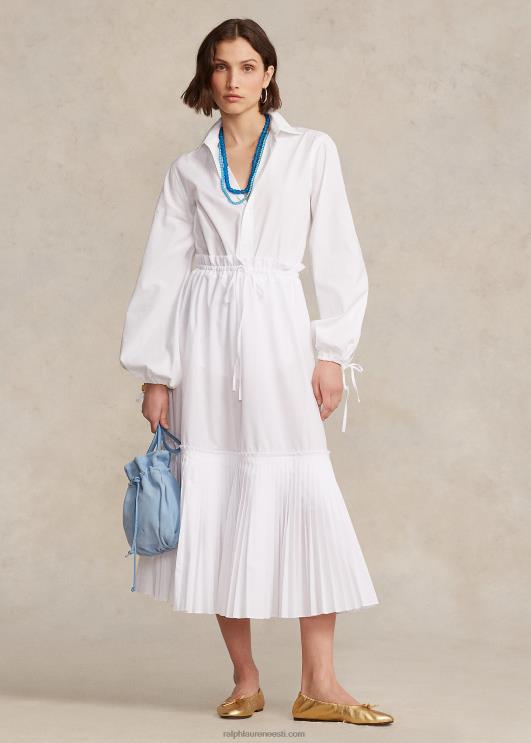 Ralph Lauren naised plisseeritud äärega nööriga a-line seelik PR0V3129 valge