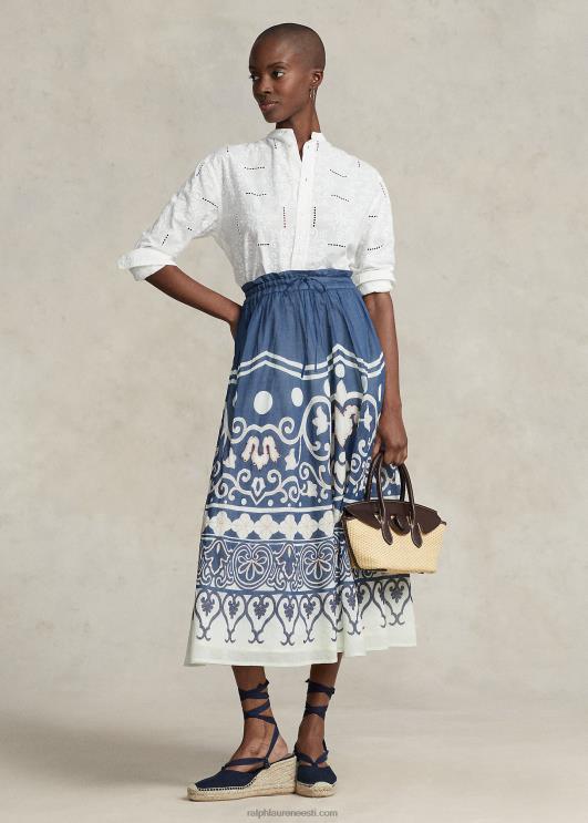 Ralph Lauren naised prindiga helmestega voile a-line seelik PR0V3052 kevadise kruiisi trükk