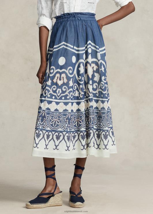 Ralph Lauren naised prindiga helmestega voile a-line seelik PR0V3052 kevadise kruiisi trükk