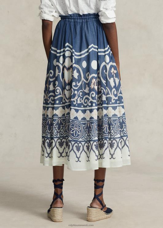 Ralph Lauren naised prindiga helmestega voile a-line seelik PR0V3052 kevadise kruiisi trükk