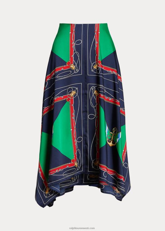 Ralph Lauren naised prindiga toimne midiseelik PR0V4890 mereväe/roheline multi