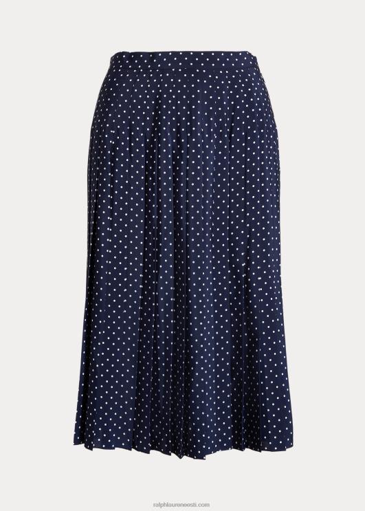 Ralph Lauren naised täpiline plisseeritud kreppseelik PR0V4024 merevägi/kreem