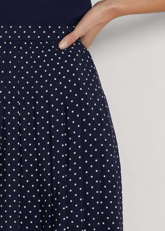 Ralph Lauren naised täpiline plisseeritud kreppseelik PR0V4024 merevägi/kreem