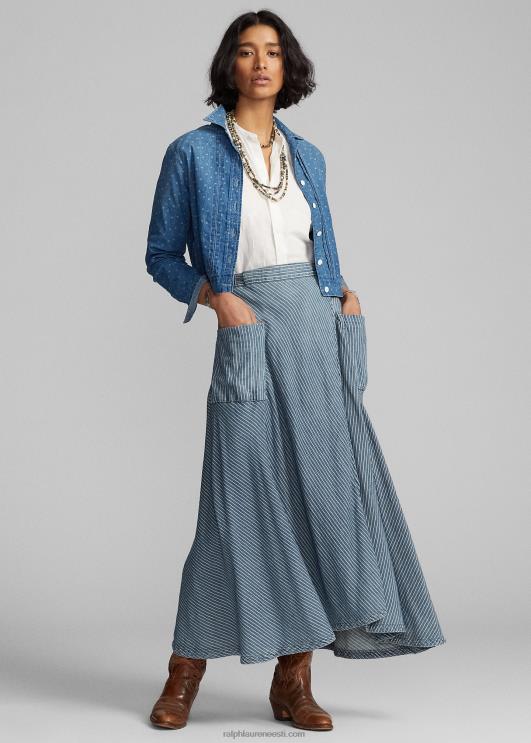 Ralph Lauren naised triibuline puuvillane-linane ümbrisseelik PR0V3640