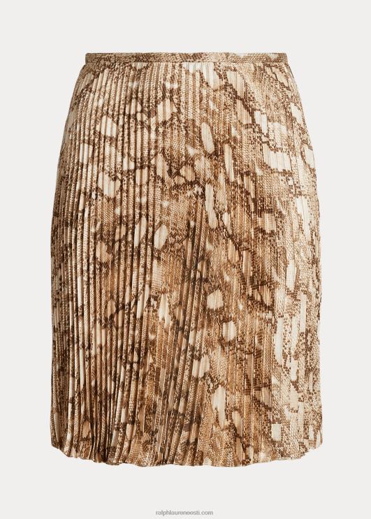 Ralph Lauren naised ussinaha mustriga plisseeritud charmeuse seelik PR0V4775 kreem multi