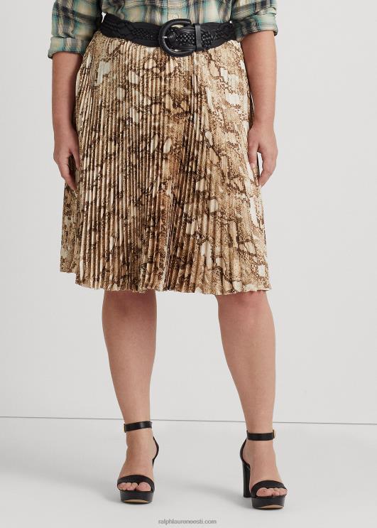 Ralph Lauren naised ussinaha mustriga plisseeritud charmeuse seelik PR0V4775 kreem multi