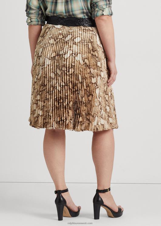 Ralph Lauren naised ussinaha mustriga plisseeritud charmeuse seelik PR0V4775 kreem multi
