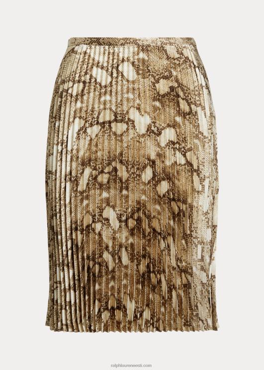 Ralph Lauren naised ussinaha mustriga plisseeritud charmeuse seelik PR0V4899 kreem multi