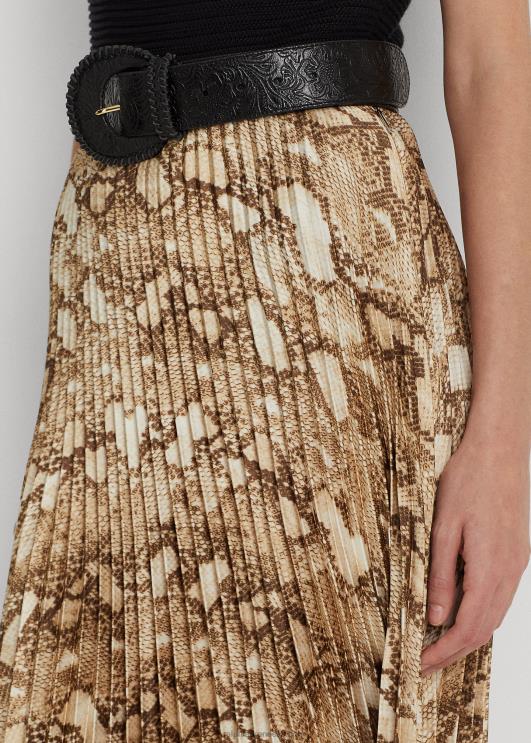 Ralph Lauren naised ussinaha mustriga plisseeritud charmeuse seelik PR0V4899 kreem multi