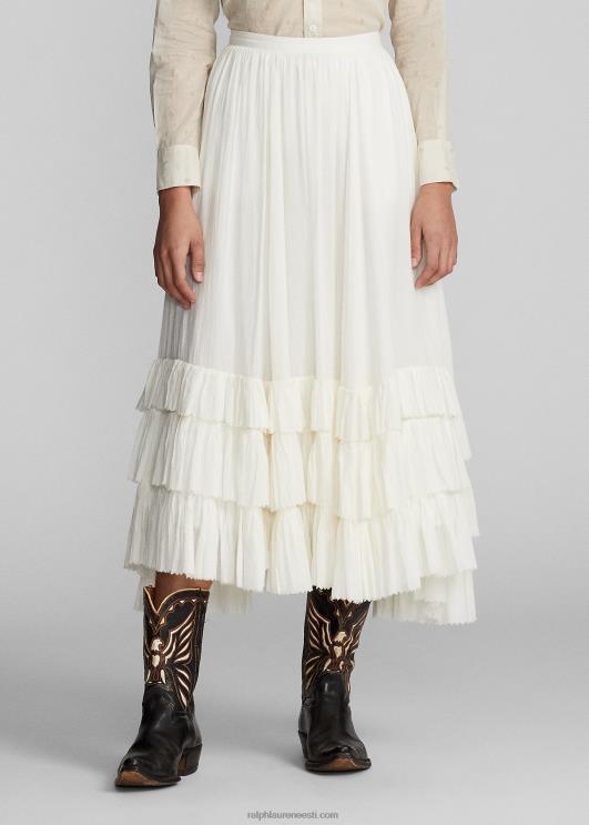 Ralph Lauren naised volangidega puuvillane voile seelik PR0V3624 kreem