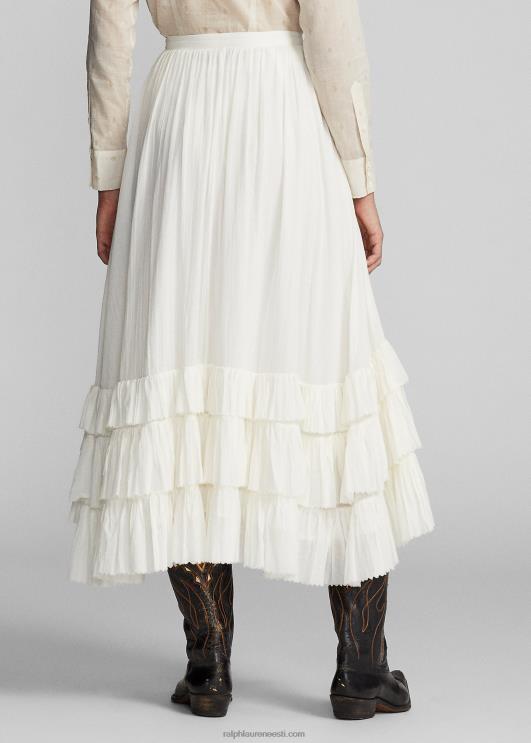 Ralph Lauren naised volangidega puuvillane voile seelik PR0V3624 kreem