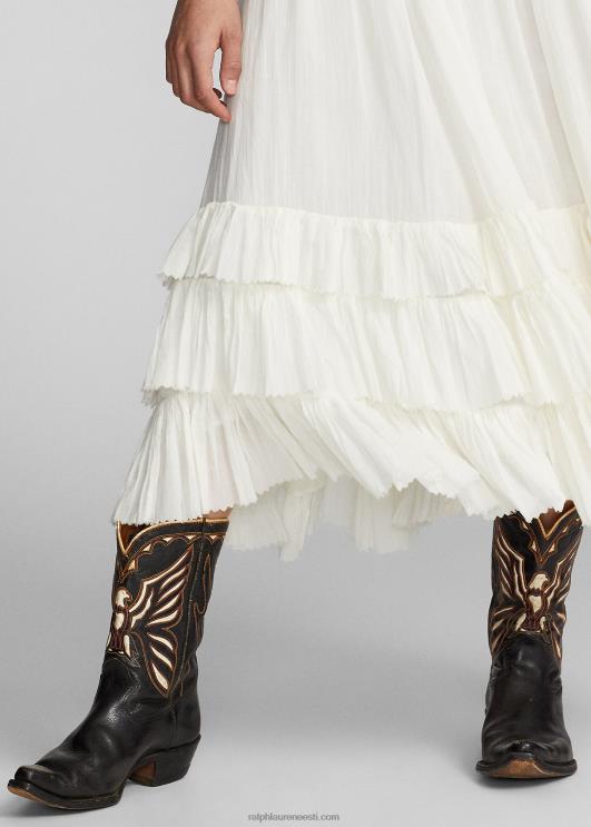 Ralph Lauren naised volangidega puuvillane voile seelik PR0V3624 kreem