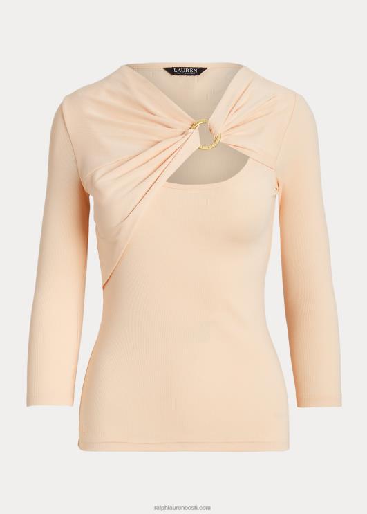 Ralph Lauren naised rõngas-ees soonik-kootud topp PR0V4453 kahvaturoosa