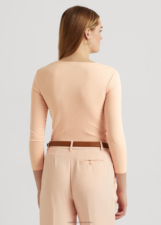 Ralph Lauren naised rõngas-ees soonik-kootud topp PR0V4453 kahvaturoosa