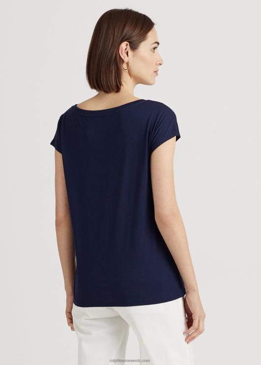 Ralph Lauren naised graafiline trikoo särk PR0V9475 rafineeritud merevägi