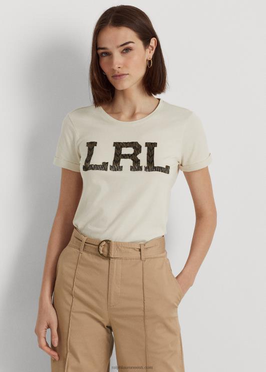 Ralph Lauren naised helmestega logoga trikoosärk PR0V9511 looduslik kreem