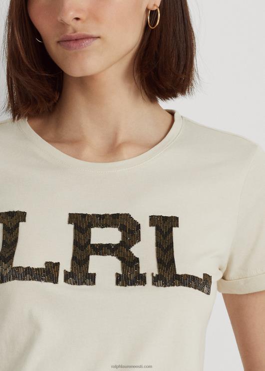 Ralph Lauren naised helmestega logoga trikoosärk PR0V9511 looduslik kreem