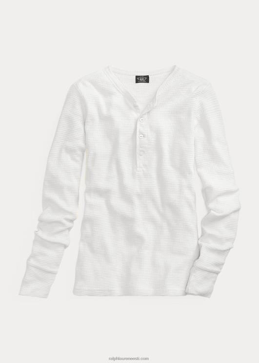 Ralph Lauren naised õhuke vahvlikootud puuvillane henley PR0V9380 paber valge