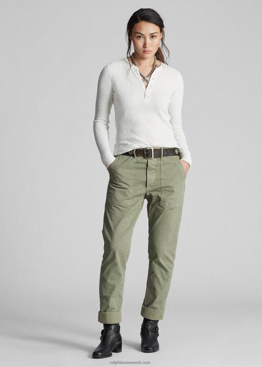 Ralph Lauren naised õhuke vahvlikootud puuvillane henley PR0V9380 paber valge