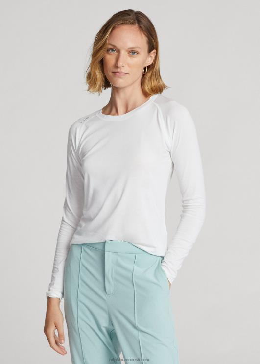 Ralph Lauren naised jersey pikkade varrukatega t-särk PR0V3714 keraamiline valge