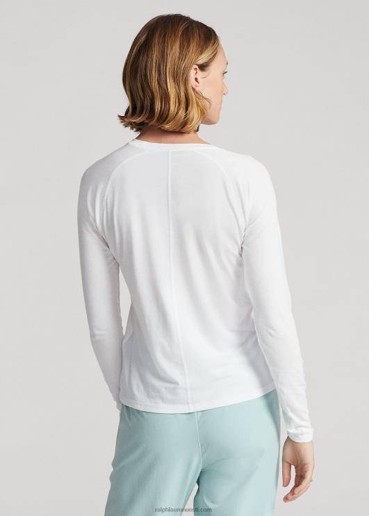 Ralph Lauren naised jersey pikkade varrukatega t-särk PR0V3714 keraamiline valge