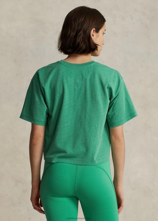 Ralph Lauren naised kärbitud puuvillane trikoo PR0V9173 parveroheline