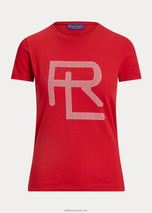 Ralph Lauren naised kaunistatud rl puuvillane tee PR0V9375 punane/valge