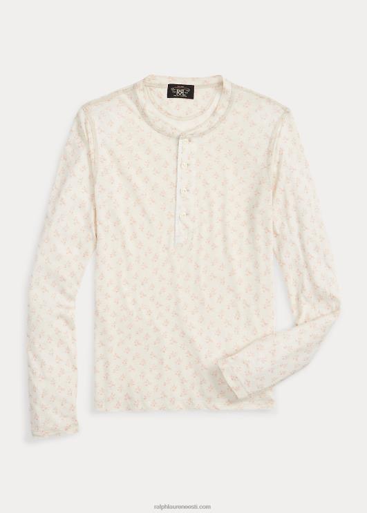 Ralph Lauren naised lilleline linane-puuvillane jersey henley PR0V3646 valkjas/punane