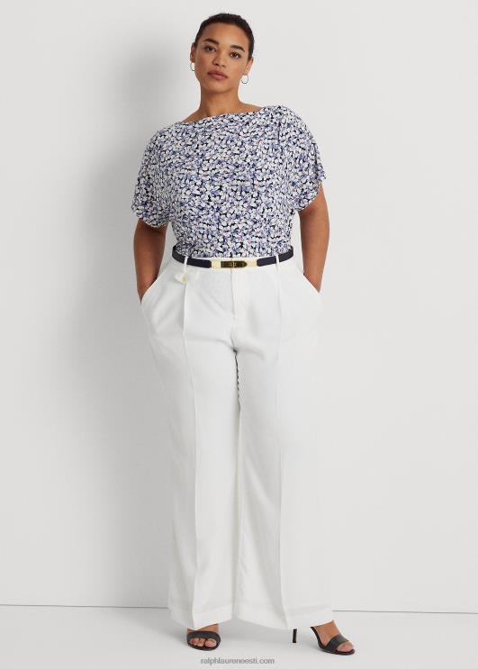 Ralph Lauren naised lilleline plisseeritud stretši trikoo PR0V4593 sinine/kreem/roosa