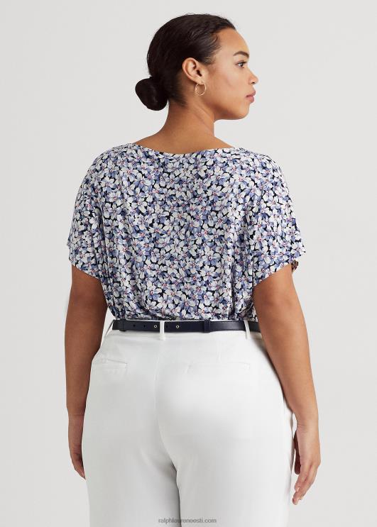 Ralph Lauren naised lilleline plisseeritud stretši trikoo PR0V4593 sinine/kreem/roosa