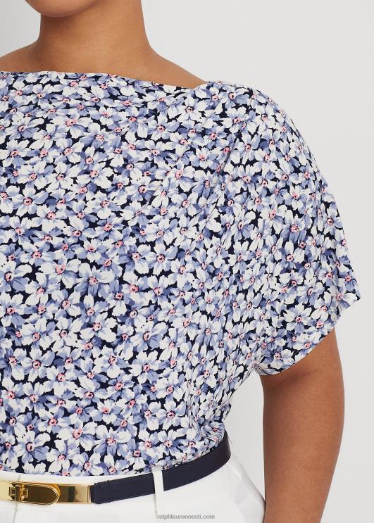 Ralph Lauren naised lilleline plisseeritud stretši trikoo PR0V4593 sinine/kreem/roosa