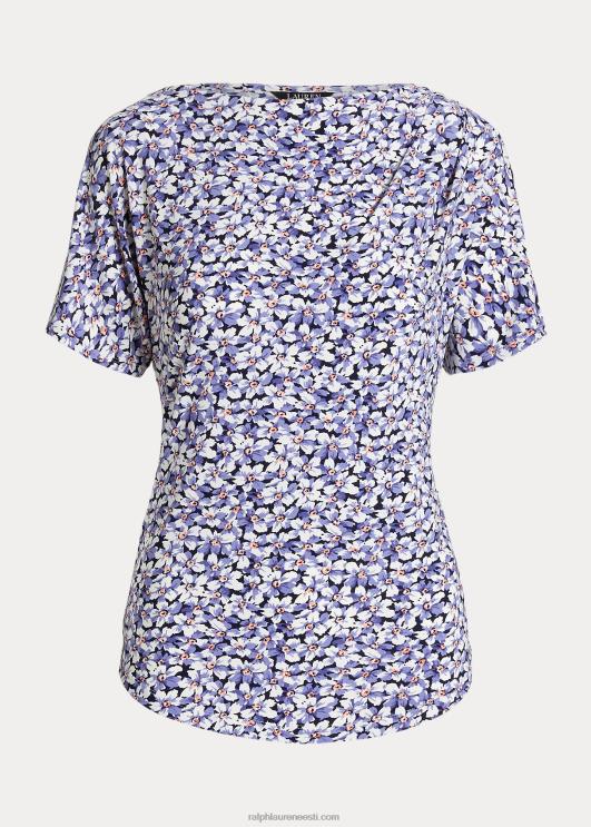 Ralph Lauren naised lilleline plisseeritud stretši trikoo PR0V4832 sinine/kreem/roosa