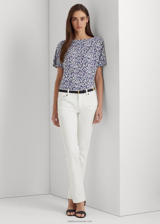 Ralph Lauren naised lilleline plisseeritud stretši trikoo PR0V4832 sinine/kreem/roosa