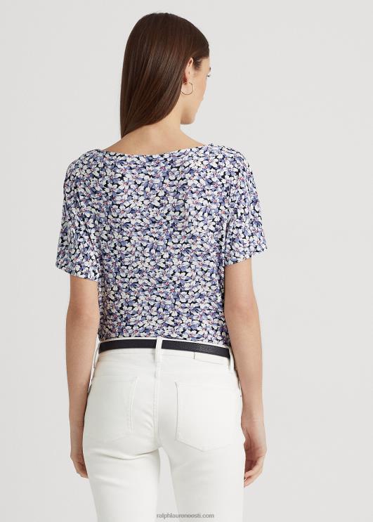 Ralph Lauren naised lilleline plisseeritud stretši trikoo PR0V4832 sinine/kreem/roosa