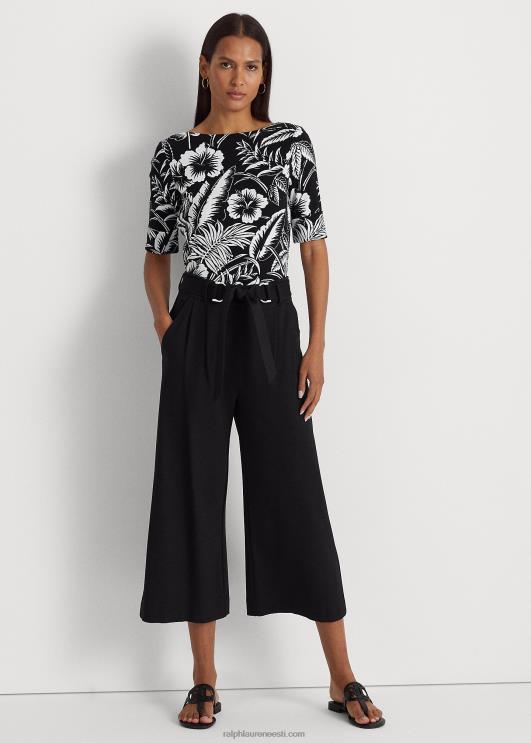 Ralph Lauren naised lilleline veniv puuvillane t-särk PR0V3859 must valge