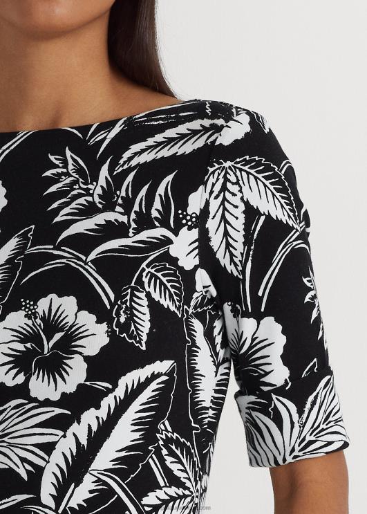 Ralph Lauren naised lilleline veniv puuvillane t-särk PR0V3859 must valge