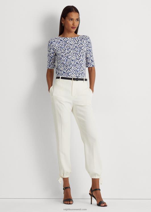 Ralph Lauren naised lilleline veniv puuvillane t-särk PR0V3966 sinine/kreem/roosa