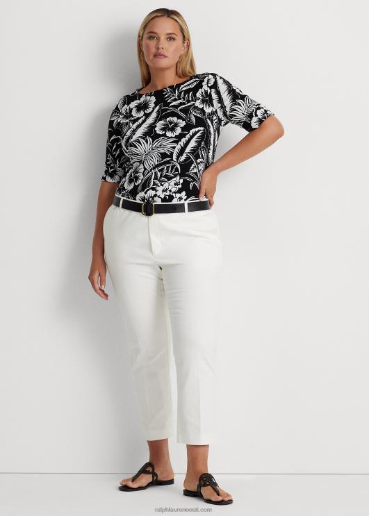 Ralph Lauren naised lilleline veniv puuvillane t-särk PR0V4526 must valge